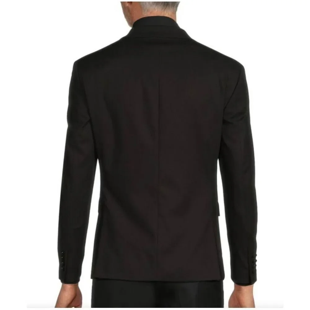 Karl Lagerfeld Black & Cream Satin Tuxedo Jacket sz 48R EUC